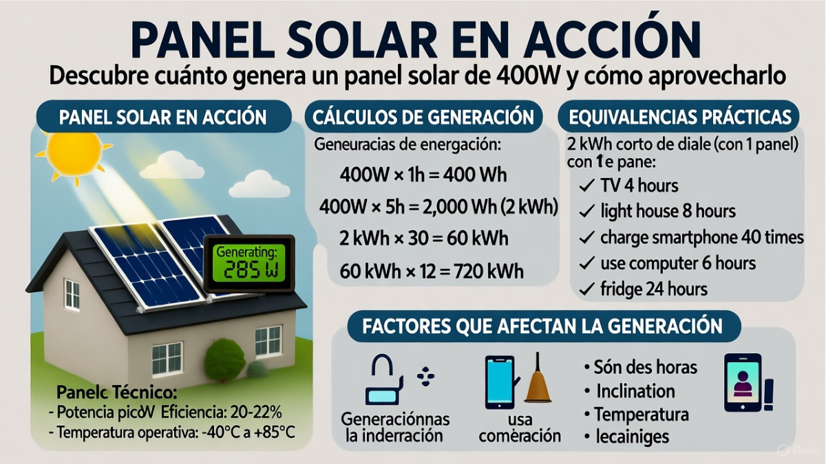 "Cuanta Energía Genera un Panel Solar" "How Much Energy Does a Solar Panel Generate"
