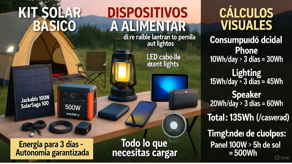 “Kit Solar para 3 Días de Camping: ¿Qué Necesitas Realmente?” “3-Day Solar Camping Kit: What Do You Really Need?”