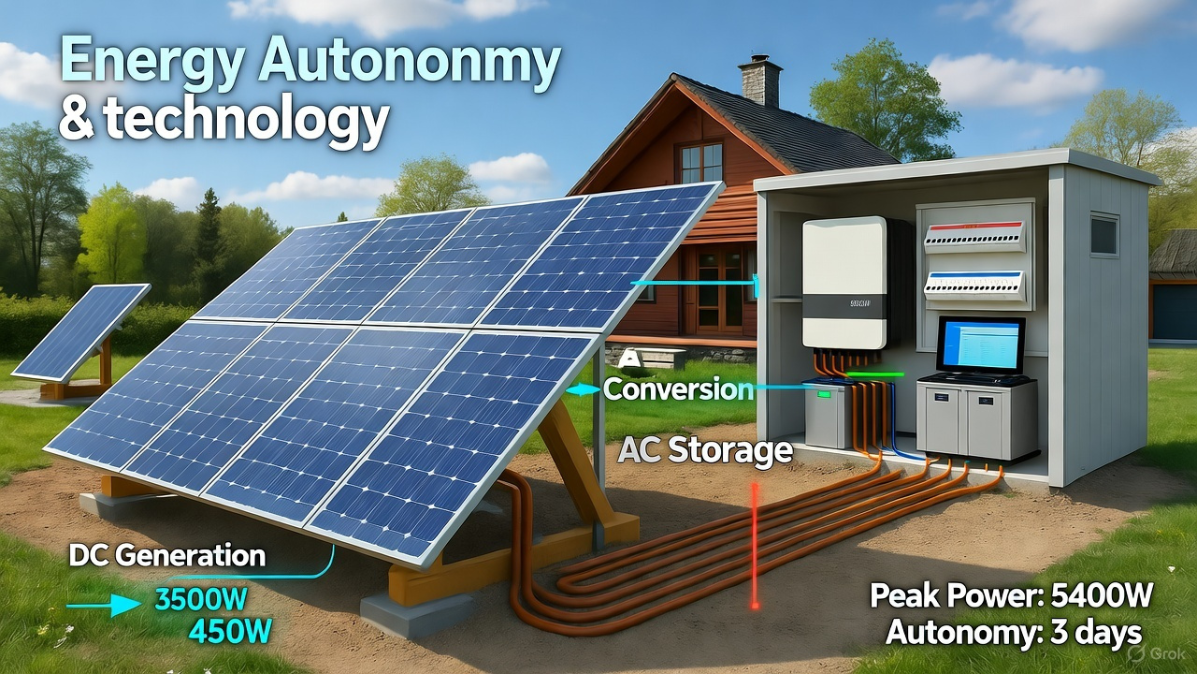 "Kit Solar Fotovoltaico para Vivienda Aislada" "Photovoltaic Solar Kit for Isolated Housing"