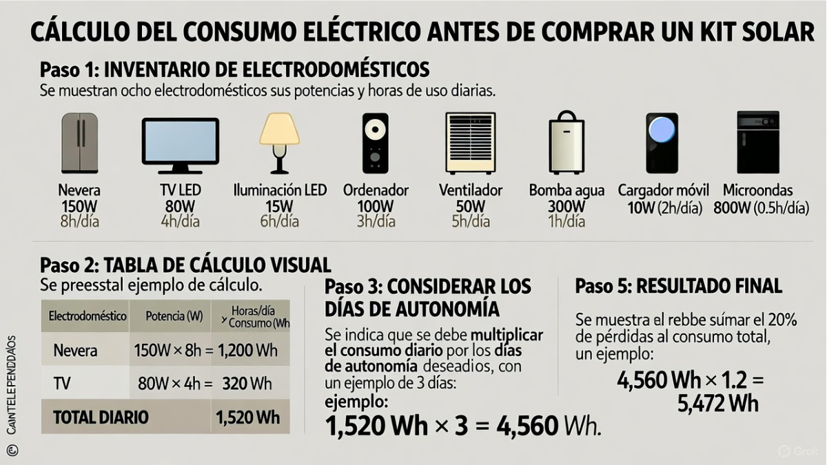 Así se Calcula tu Consumo Eléctrico Antes de Comprar un Kit Solar How to Calculate Your Electricity Consumption Before Buying a Solar Kit