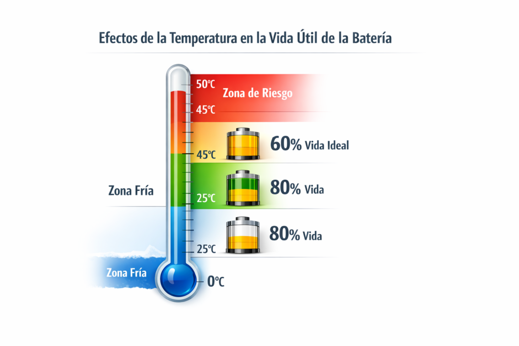 Ciclos de Vida de las Baterías: Lo que las Marcas no te Cuentan Temperatura (El mayor enemigo)