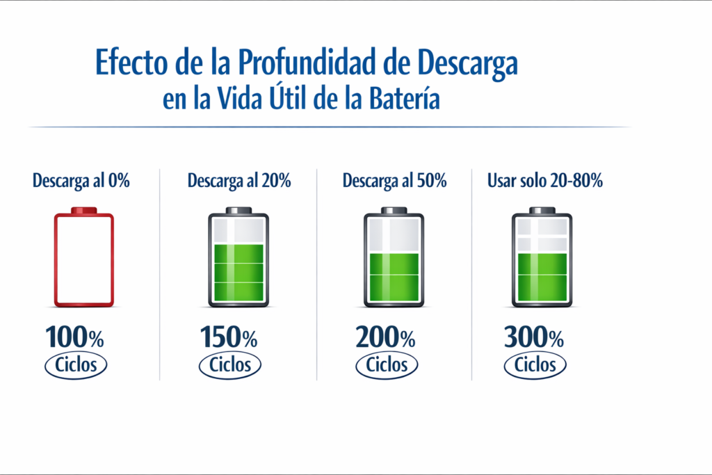 Ciclos de Vida de las Baterías: Lo que las Marcas no te Cuentan Profundidad de descarga (DoD)