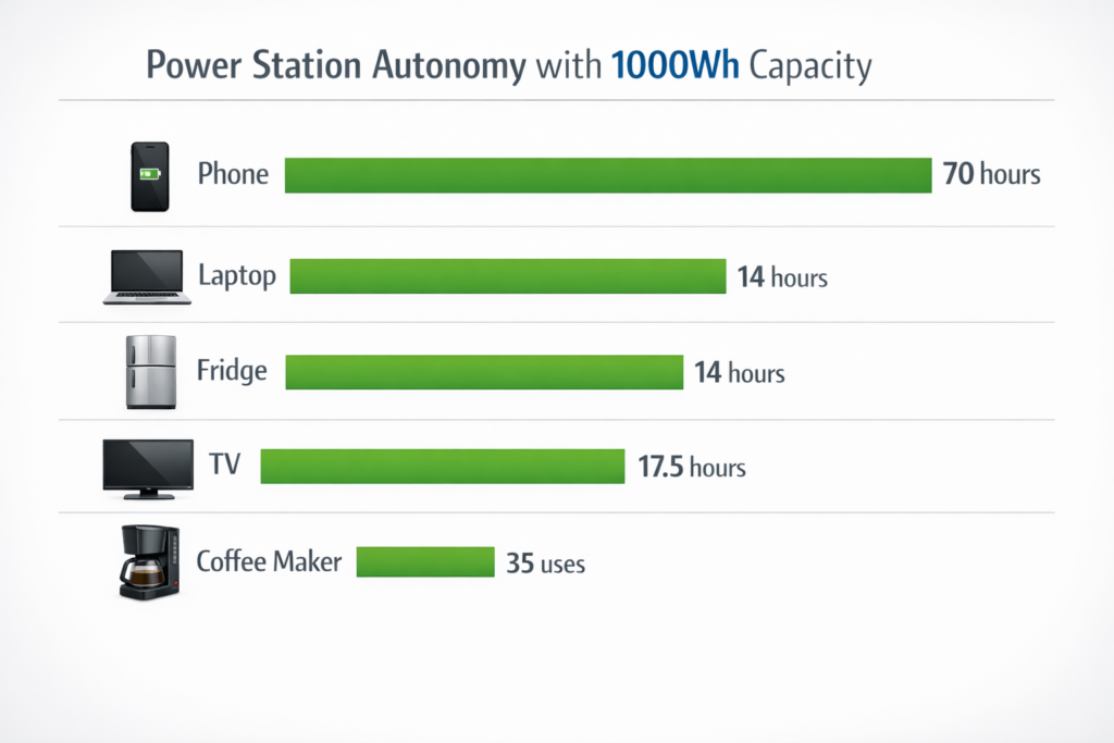 Calculadora de Autonomía: ¿Cuánto Durará tu Estación de Energía? Tabla de Autonomía por Dispositivo