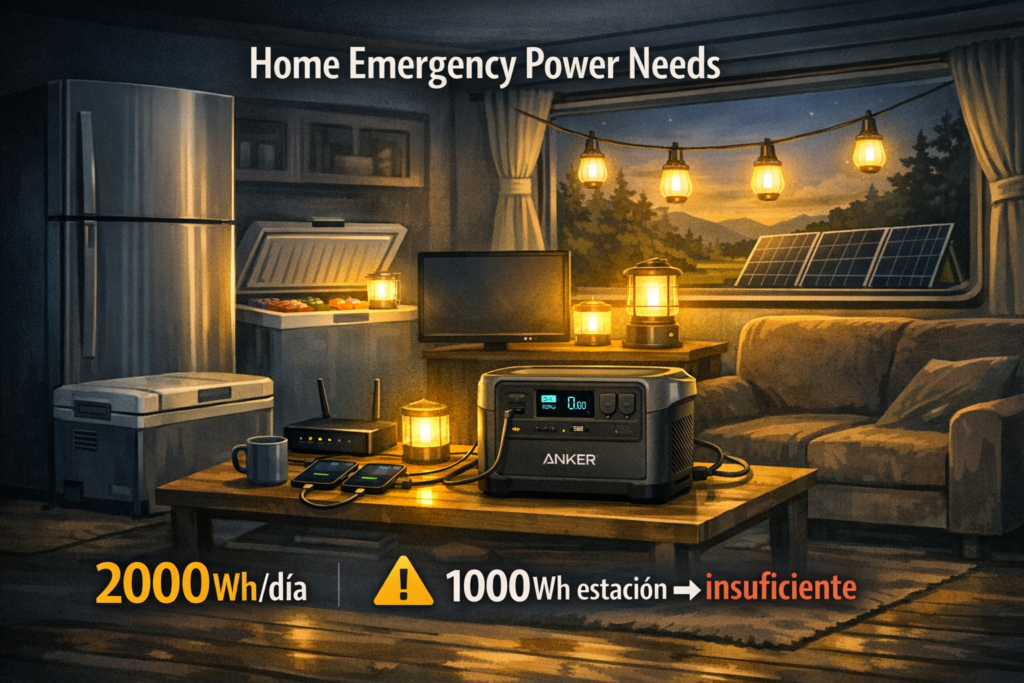 Calculadora de Autonomía: ¿Cuánto Durará tu Estación de Energía? Ejemplo 3: Emergencias en Casa
