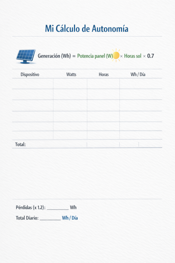 Calculadora de Autonomía: ¿Cuánto Durará tu Estación de Energía? Calculadora Rápida (Plantilla Descargable)