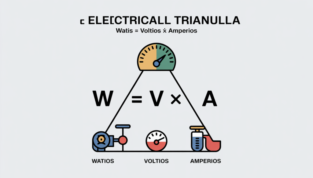 relación entre Vatios, Voltios y Amperios.