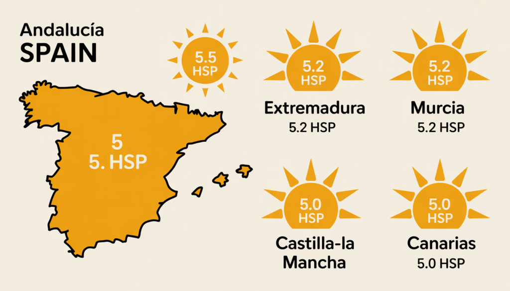 Mapa de Horas de Sol en España: Las Mejores Zonas para Energía Solar Top 5: Las Zonas Más Soleadas